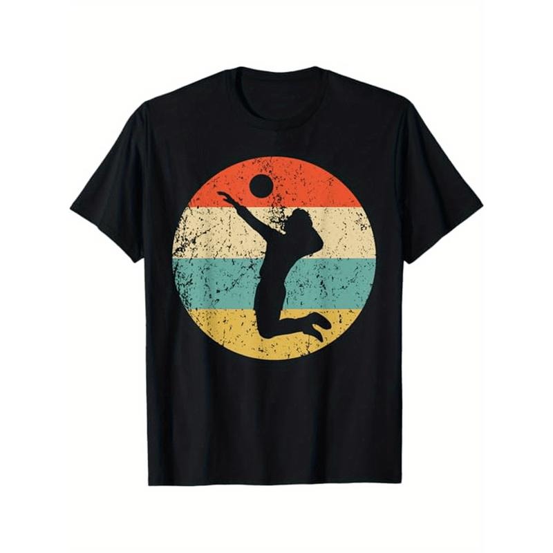 Volleyball Shirt - Vintage Retro Volleyball Player T-Shirt T-Shirt, 100% Cotton, Halloween Thanksgiving Christmas Gift...