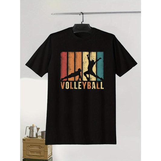 Volleyball Silhouette Print T-Shirt for Men