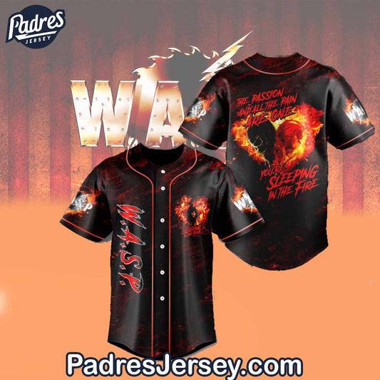 W.A.S.P Sleeping In The Fire Baseball Jersey Outfit - Padres Jersey Oasis: Elevate Your Baseball Style Game T-Shirts,...