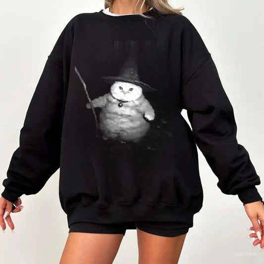 WIZARD CAT Sweatshirt, Cat T-Shirt, Meme Cringe Funny Dumb Shirts, Unisex Movie Shirt,  Menswear Womenswear Streetwear Hoodie