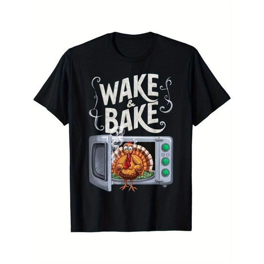 Wake & Bake Turkey Feast Fun Thanksgiving Chef Gift Idea Themed Men's T-Shirt made in usastyle{n002}2 Hoodie, Sweatshirt