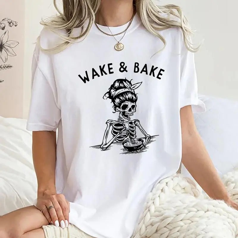 Wake And Bake Mama Shirt, Funny Sourdough Tee, Funny Baker Graphic Tee Women, Mommy Baker Unhinged Shirt, Baking T-shirt,...
