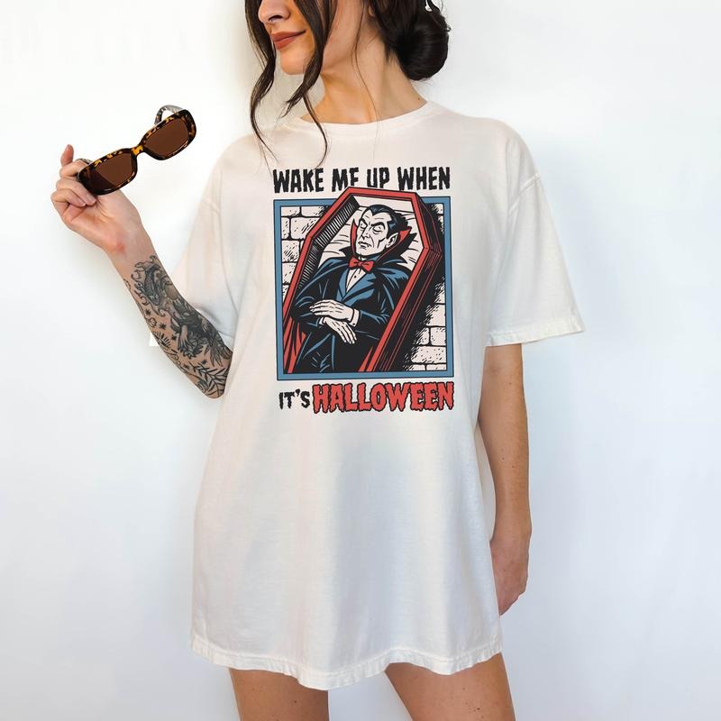 Wake Me Up When it's Halloweenm- Unisex T-Shirt, Funny Tee, Comfortable Shirt, Hallowen Theme Hoodie, Sweatshirt