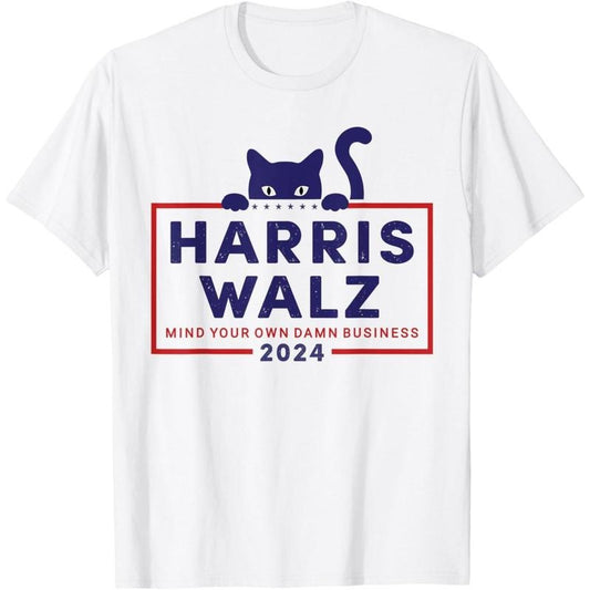 Walz Mind Your Own Damn Business Harris Waltz Cat Lady T-Shirt made in usastyle{n002}2 Hoodie, Sweatshirt | WearSparks.com