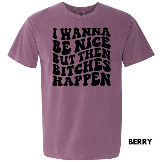 Wanna Be Nice But B*tches Comfort Colors T-Shirt 'NLB' Hoodie, Sweatshirt | WearSparks.com
