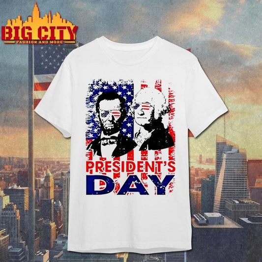 Washington And Lincoln Usa Flag Presidents Day Retro Tribute Shirt