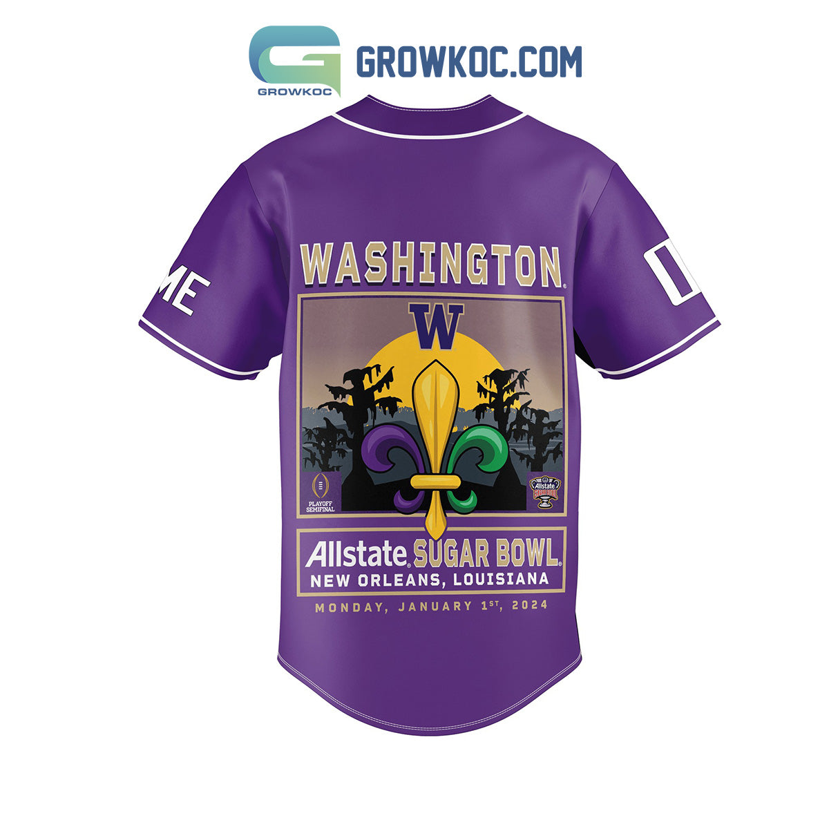 Washington Huskies Allstate Sugar Bowl Personalized Baseball Jersey