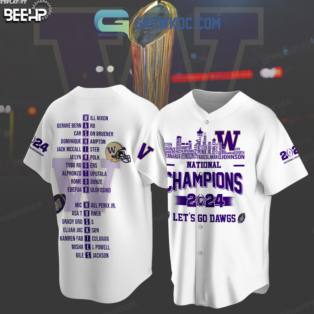 Washington Huskies National Champions 2024 Let’s go Dawgs Baseball Jersey
