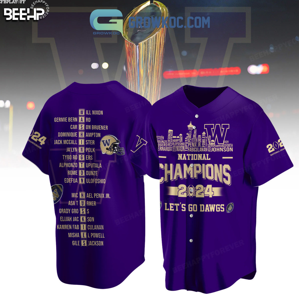 Washington Huskies National Champions 2024 Let’s go Dawgs Baseball Jersey
