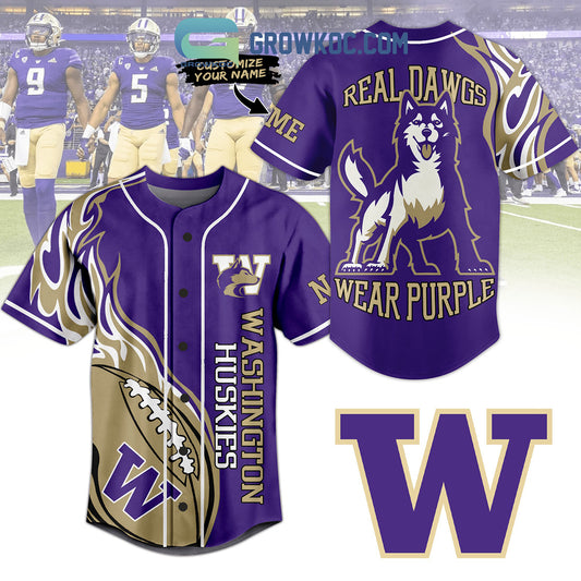 Washington Huskies Real Dawgs Wear Purple Personalized Baseball Jersey