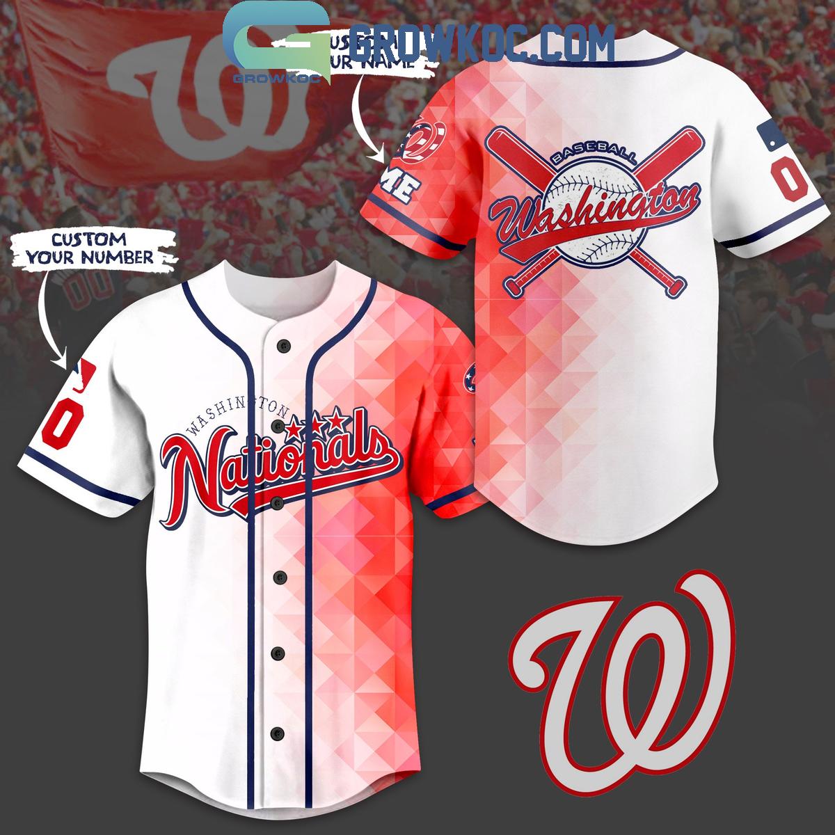 Washington Nationals Baseball Team Geometric Personalized Baseball Jersey