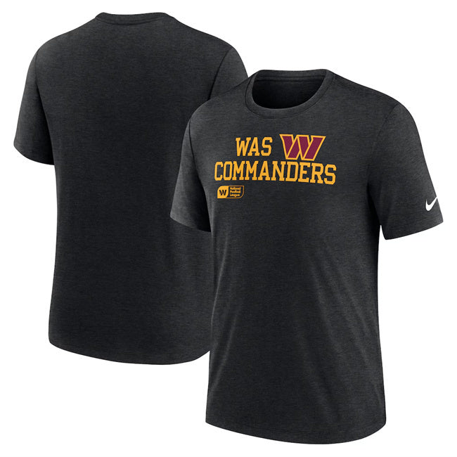 Washington Commanders Black Overlap Lockup Tri-Blend T-Shirt