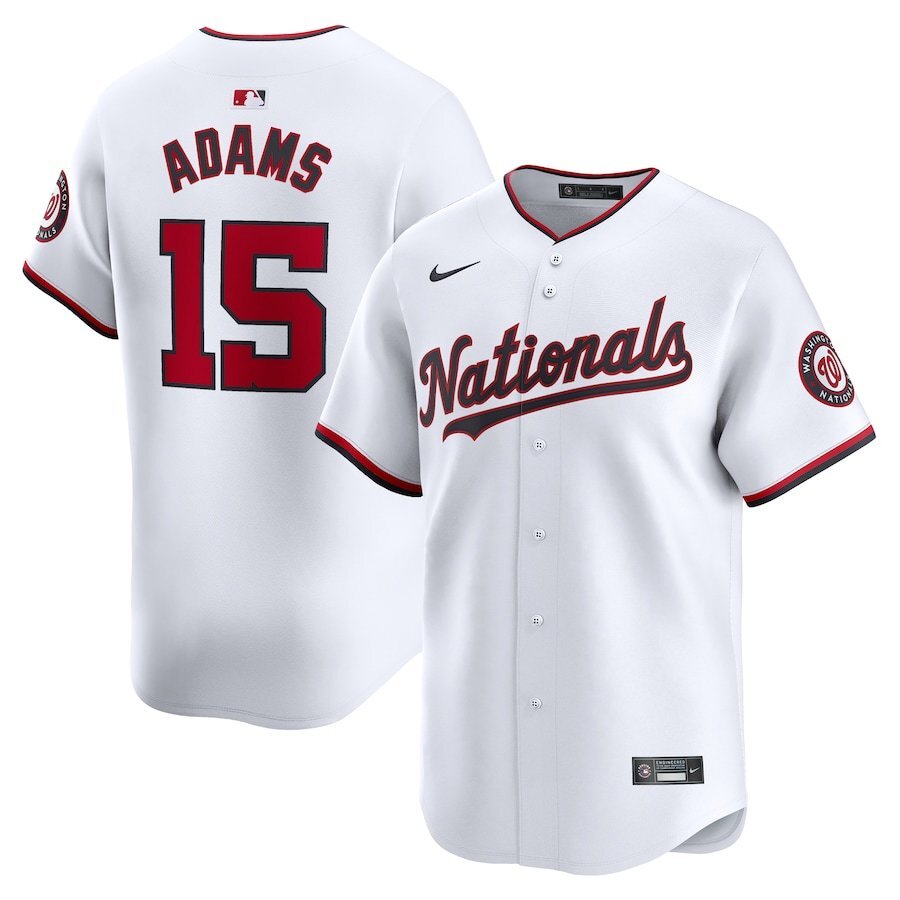 Washington Nationals #15 Riley Adams Home Limited Player Jersey - White Style 1