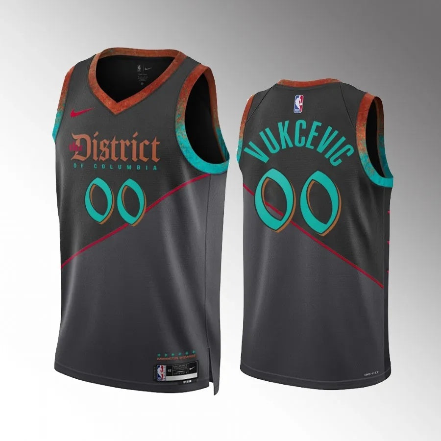 Washington Wizards #00 Tristan Vukcevic 2023-24 Black City Edition Men Jersey Style 1
