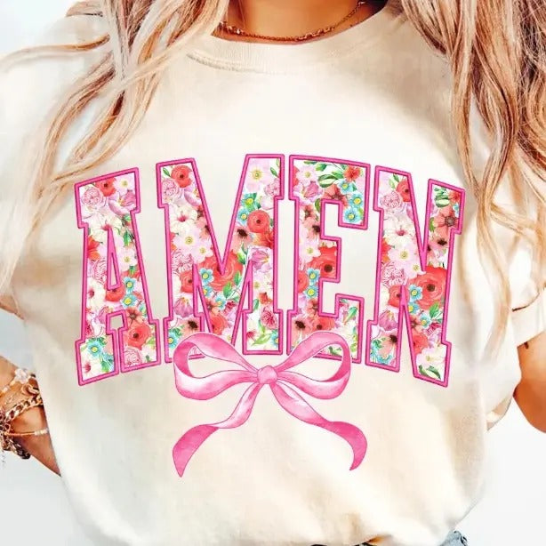 Watercolor Amen Flowers DTF Transfers - THIS IS NOT A SHIRT Hoodie, Sweatshirt | WearSparks.com