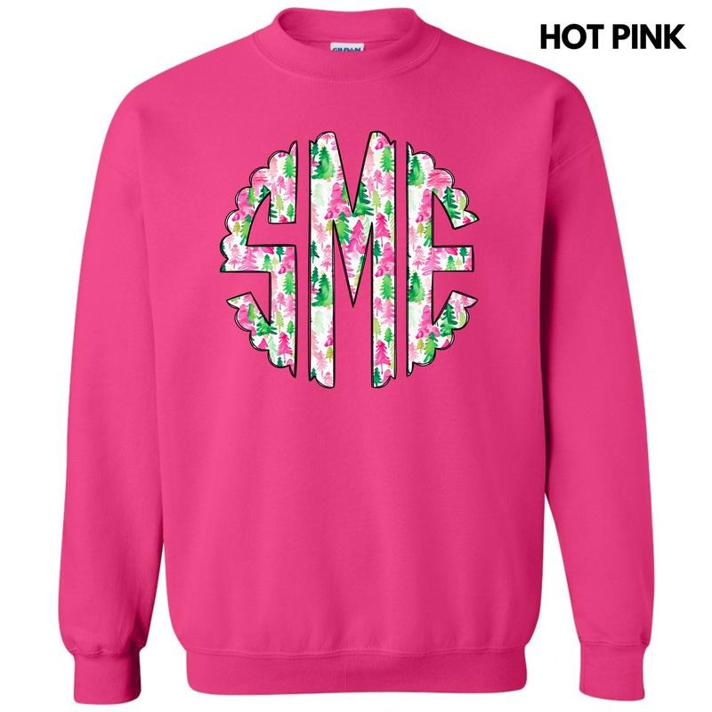 Watercolor Christmas Monogram Sweatshirt 'NLB' T-Shirts, Hoodie | WearSparks.com
