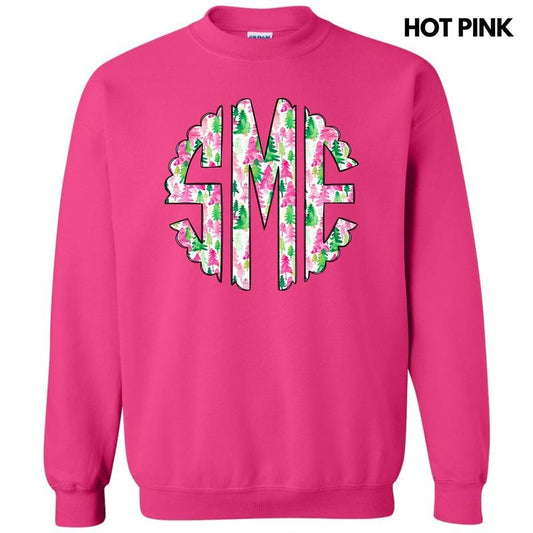 Watercolor Christmas Monogram Sweatshirt 'NLB' T-Shirts, Hoodie | WearSparks.com