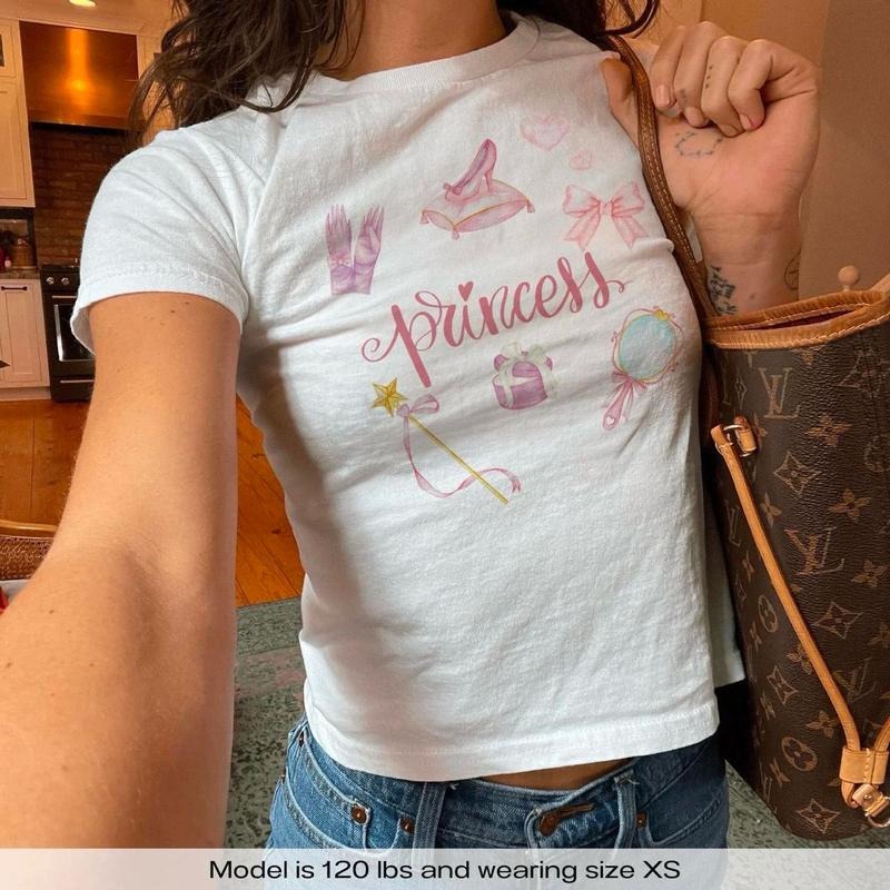 Watercolor Coquette Bows Princess Baby Tee, Girl Trip Croptop, Girly T-shirt, Princess Shirt, Coquette Castle Tee Hoodie,...