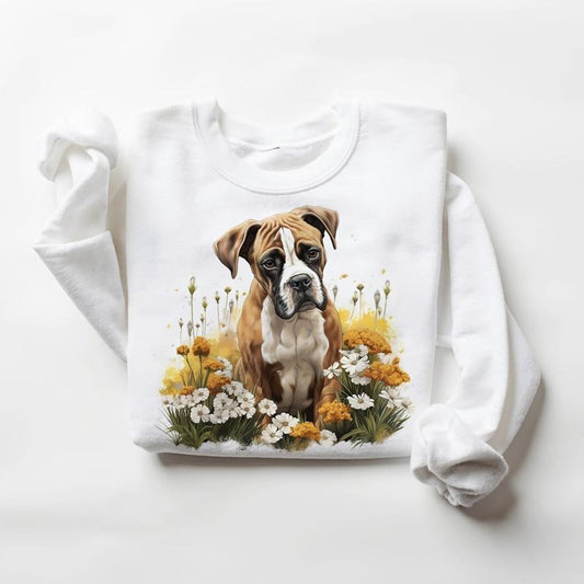 Watercolor Dogs With Flowers Funny Sweatshirts Hoodie Tropical Dog Summer Cute T-shirt Hunting Season 4th of July Unisex...