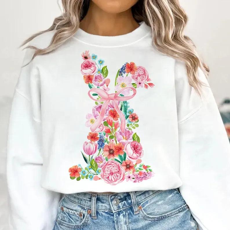 Watercolor Floral Easter Bunny DTF Transfers - THIS IS NOT A SHIRT Hoodie, Sweatshirt | WearSparks.com