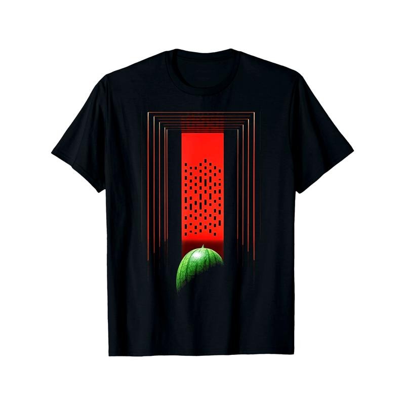 Watermelon Geometric Fruit Art Graphic Motif Watermelon T-Shirt made in usa Hoodie, Sweatshirt | WearSparks.com