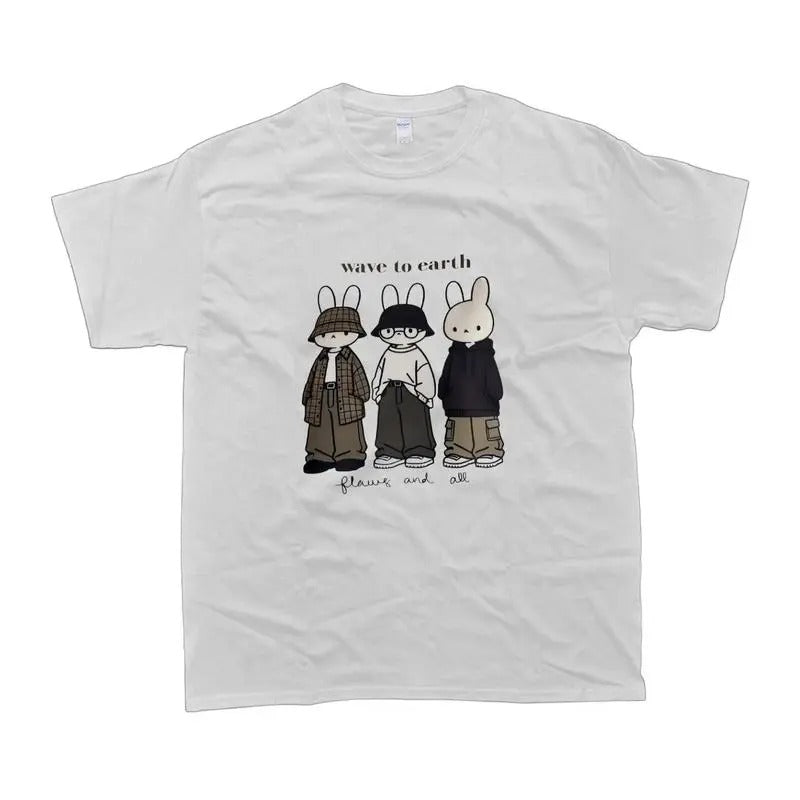Wave To Earth Miffy Funny Meme Graphics Vintage Unisex Cotton T-shirt Classic Menswear Hoodie, Sweatshirt | WearSparks.com