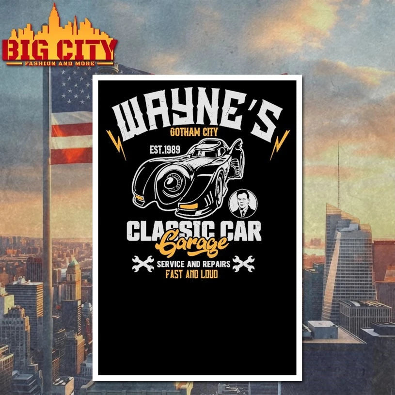 Wayne’s Gotham City Classic Car Garage shirt