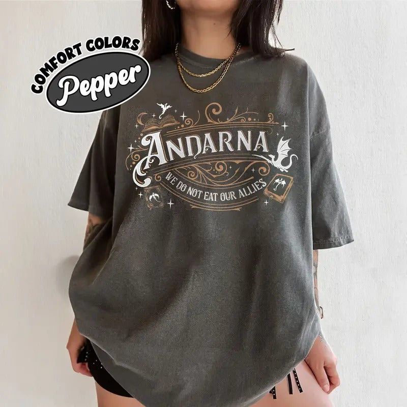 We Do Not Eat Our Allies Comfort Colors Shirt, Andarna Fourth Wing Shirt, Dragon Woman, Basgiath War College Tee, Bookish...