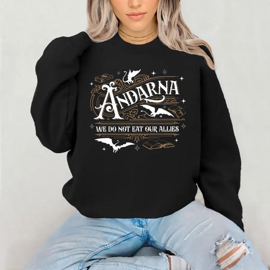 We Do Not Eat Our Allies Sweatshirt, Andarna Fourth Wing Shirt, Dragon Book, Basgiath War College Shirt,Bookish Gift For...