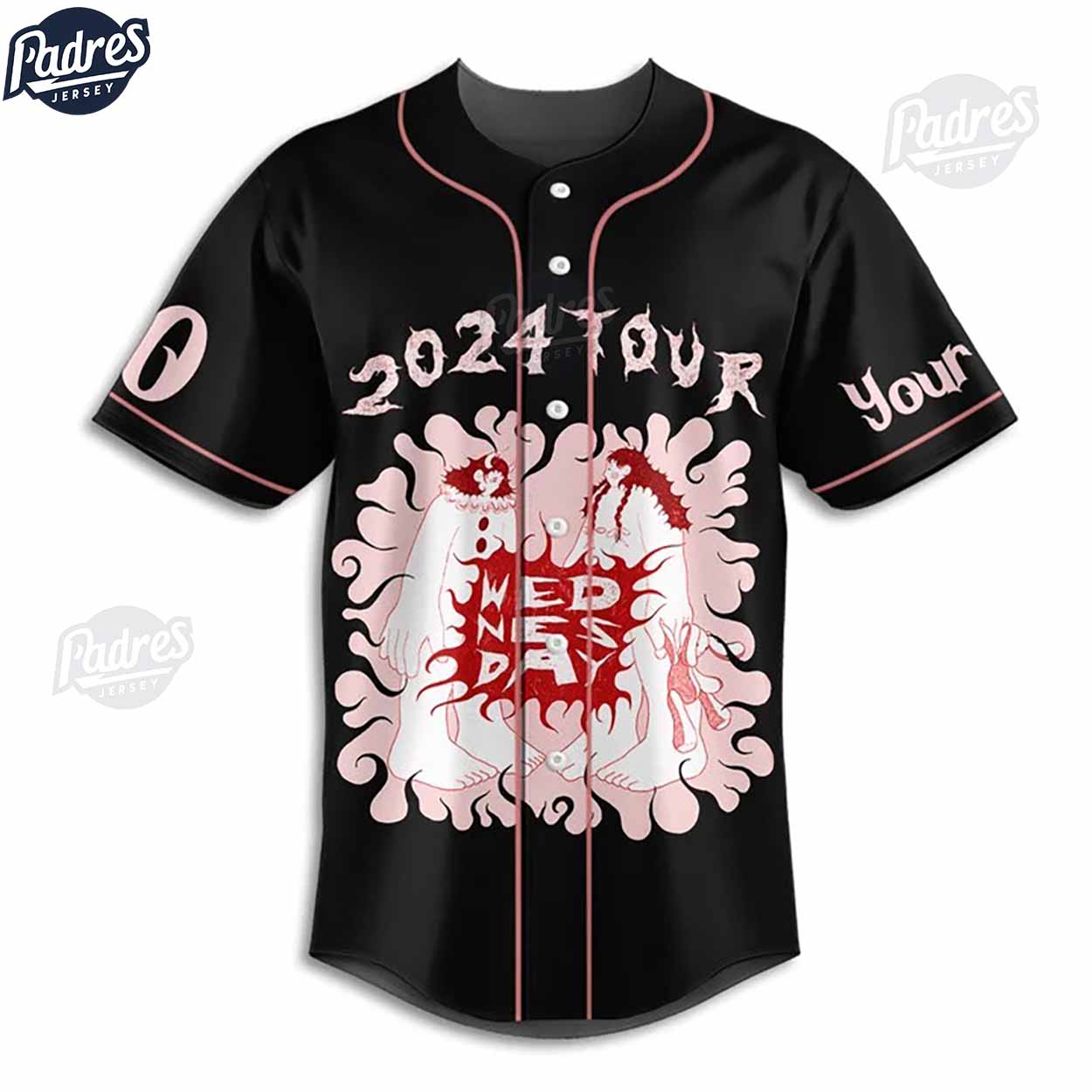 Wednesday Band 2024 Tour Baseball Jersey - Padres Jersey Oasis: Elevate Your Baseball Style Game T-Shirts,... (Image 2)