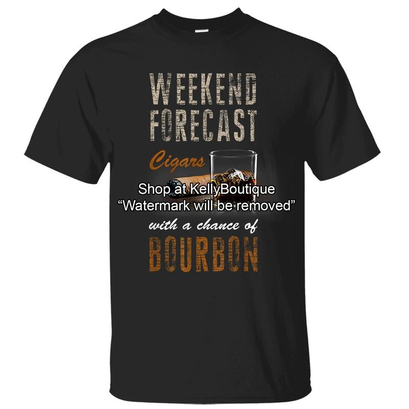 Weekend Forecast Smoking with a Chance of Bourbon Whisky Lovers T-Shirt, Gift for Husband