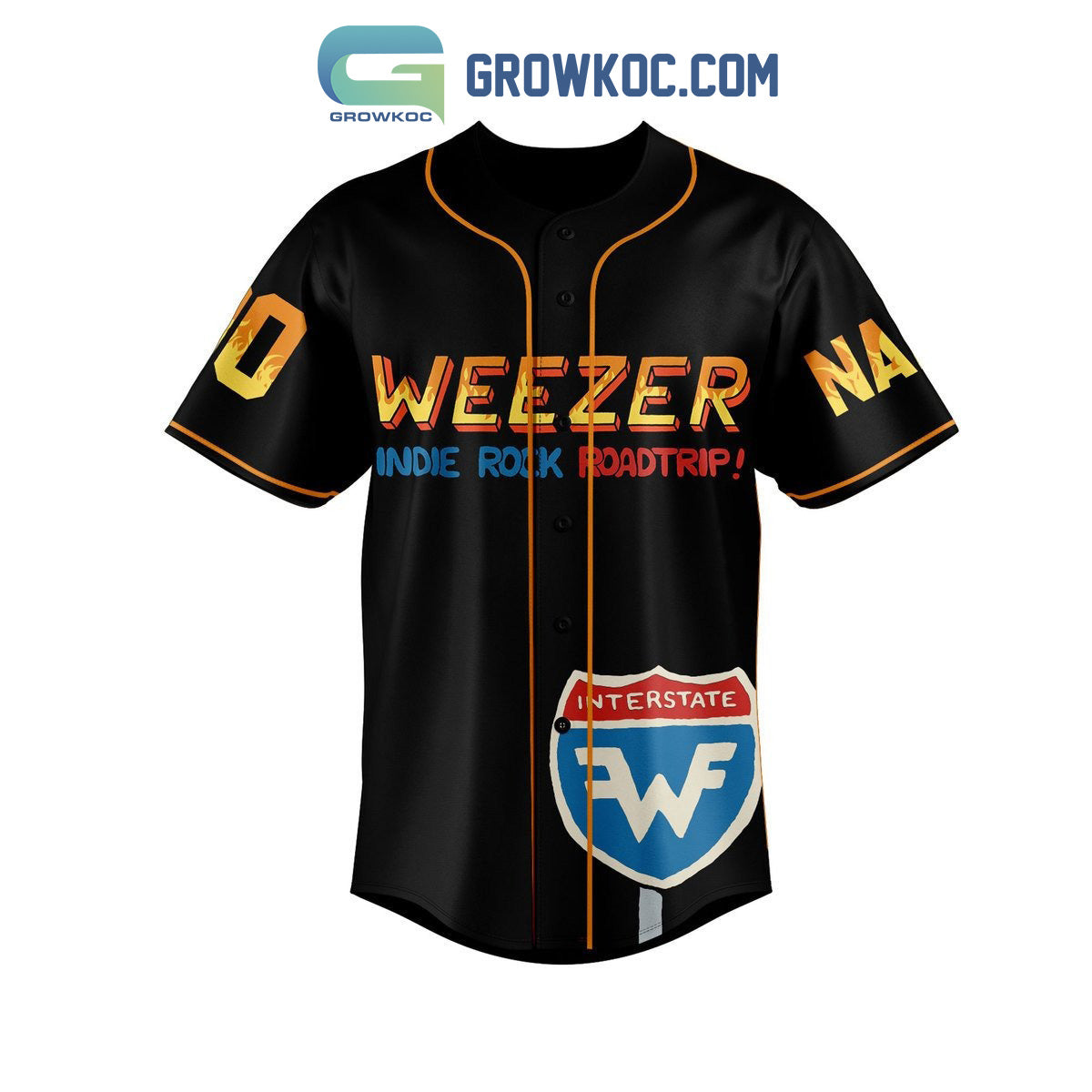 Weezer Indie Rock Roadtrip Personalized Black Design Baseball Jersey