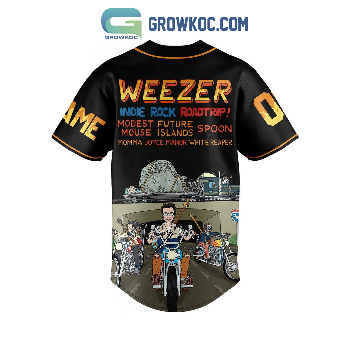 Weezer Indie Rock Roadtrip Personalized Black Design Baseball Jersey