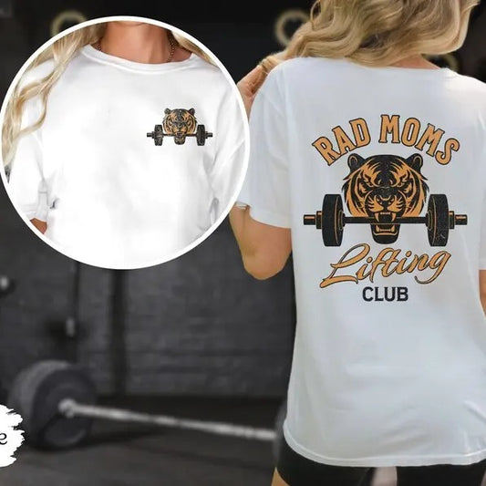 Weightlifting T-Shirt For Mom, Rad Moms Lifting Club, Funny Gym T-Shirt, Oversized Work Out Tee, Pump Cover, Vintage Rad...