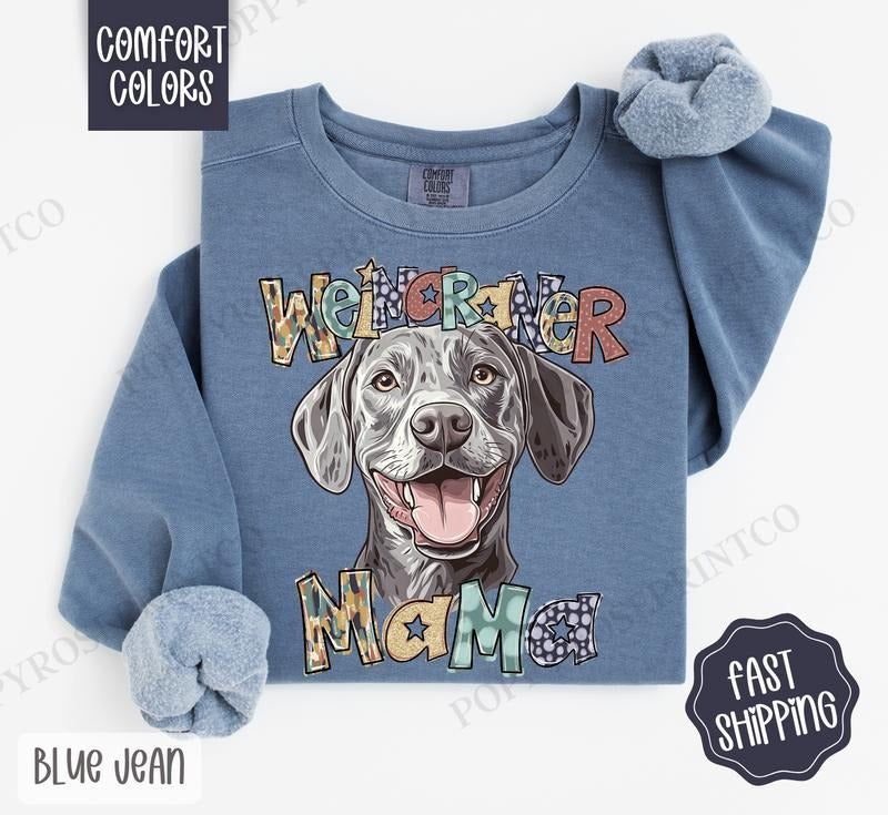 Weimaraner Mama Comfort Colors Sweatshirt, Dog Mama Women's Crewneck, Cute Dog Mom Women's Sweater T-Shirts, Hoodie