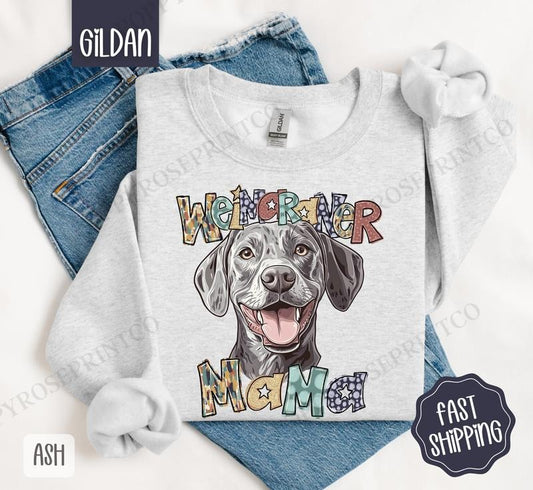 Weimaraner Mama Sweatshirt, Dog Mama Women's Crewneck, Cute Dog Mom Women's Sweatshirt T-Shirts, Hoodie | WearSparks.com