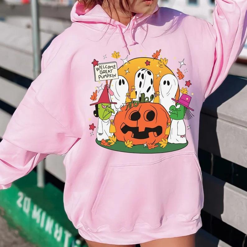 Welcome Great Pumpkin Funny Halloween Tshirt Sweatshirt Hoodie, Fall Cute Pumpkin Sweatshirt, Halloween More Ghost...