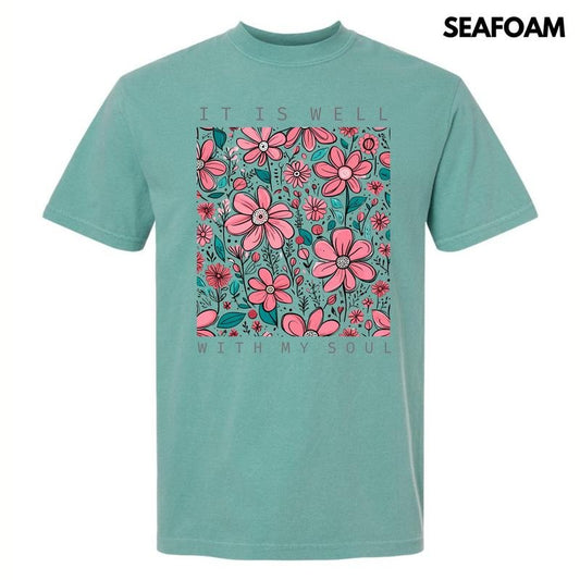 Well With My Soul Florals Comfort Colors T-Shirt 'NLB' Hoodie, Sweatshirt | WearSparks.com