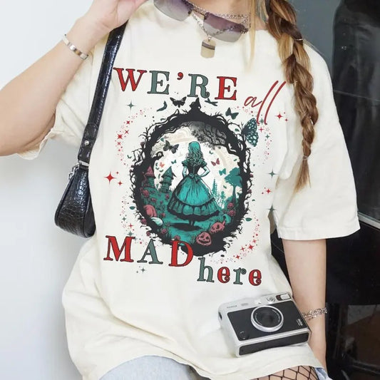 Were All Mad Here Vintage Alice Alice in Wonderland Shirt Book Shirt Bookish Things Alice in Wonderland Literary Shirt...