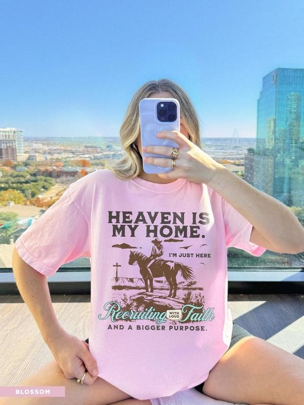 Western Christian Shirt Heaven is My Home Bible Verse Shirt Western Jesus Gift for Her Christian Graphic Tee Hoodie,...