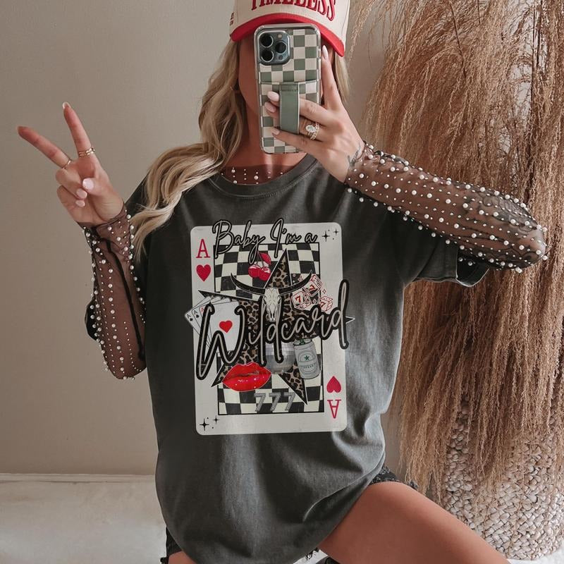 Western Collage Tshirt Trendy Cowgirl Wildcard Retro Trending Tshirt Casino Dice Playing cards Shirt Hoodie, Sweatshirt