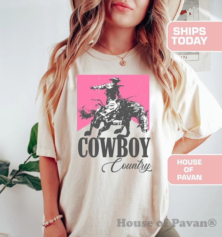 Western Cowboy Country, Pink Rodeo Shirt, Vintage Inspired Tee Shirt, Western Graphic  T-shirt, sweater and Hoodie 2...