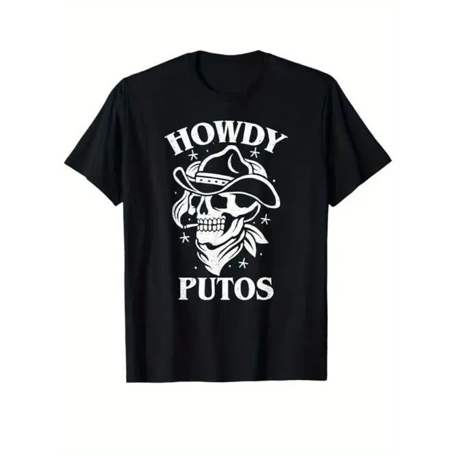 Western Cowboy Print Crew Neck Short Sleeve T-shirt