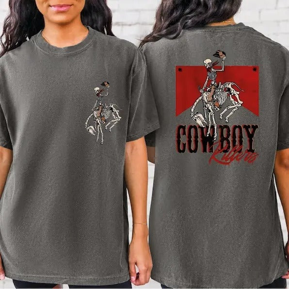 Western Cowboy Shirt, Marb0r0 shirt Cowboy Skeleton Tee, Western Skeleton Tee, Western Rodeo Shirt, Gift For Her ...