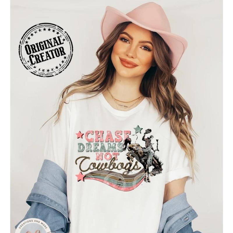 Western Cowboy T Shirt, Chase Dream Not Cowboys T Shirt, Western Graphic Tee R2GJX Hoodie, Sweatshirt | WearSparks.com