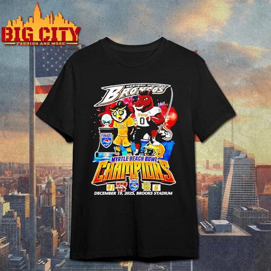 Western Michigan Broncos 2025 Myrtle Beach Bowl Champions December 19th Brooks Stadium Shirt