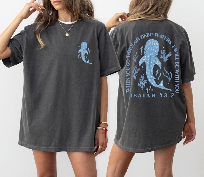Whale Shark Tshirt -Christian Ocean Bible Verse Christianity Jesus Graphic Tee, Christian Merch Faith Based Beachy Trendy...
