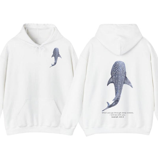 Whale Shark Unisex T-Shirt Hoodie, Beachy Shark Graphic Tee, Coconut Girl Jesus Hoodie Christian Clothing Faith Over Fear...
