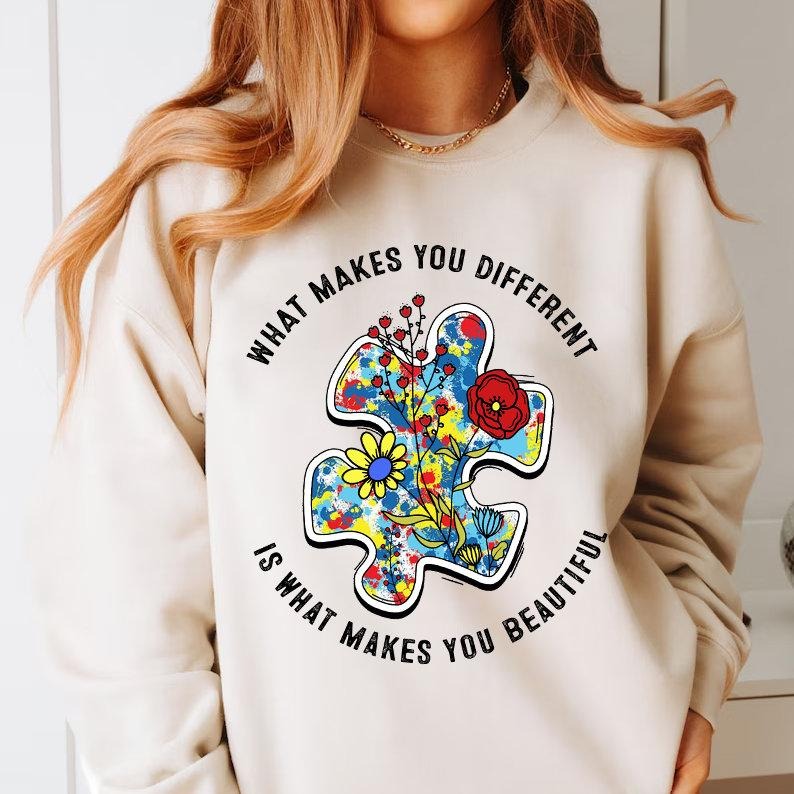 What Makes You Different Is What Makes You Beautiful Sweater, Autism Mom, Unisex Sweatshirt, Autism Gifts, Gifts For...