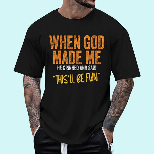 When God Made Me Funny Quote T-Shirt | Tee For Men and Women, Unisex Cotton Hoodie, Sweatshirt | WearSparks.com